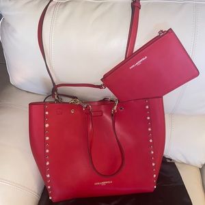 Karl Lagerfeld Leather Crimson Tote